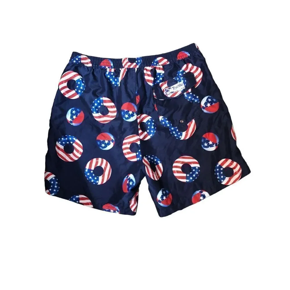 Summer Swimsuit Trunks Surf Swim Swami American Flag Print Swim trunks XL